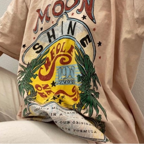 UO Project Social T "MOONSHINE" Boho PEACH Graphic Tee - Picture 1 of 7
